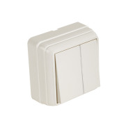 Выключатель двухклавишный открытой установки, кремовый, 10A, BRON,  ...MUTLUSAN 2160 302 0202