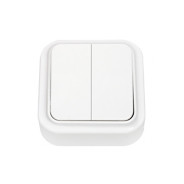 Выключатель белый двухклавишный открытой установки, 6А, Пралеска  ...BYLECTRICA А56-134