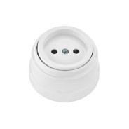 Розетка 1-ая (открытая, б/з) белая, Ретро  BYLECTRICA РА16-0201