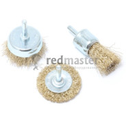 Набор кордщеток латунных комбинированный для дрели, 3пр.(2штх50мм, 25мм)  ...Forsage F-BWS301