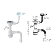 Сифон для кухни с прямоугольным переливом, выпуск 3 1/2, с гиб. трубой 1 1/2"-40/50mm  ...AV Engineering AVE129740