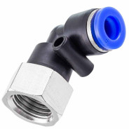 Фитинг угловой для пластиковых трубок 6мм с внутренней резьбой 1/4"  ...Forsage F-SPLF06-02