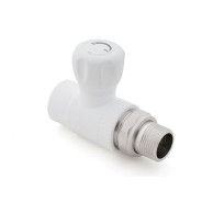 Кран шаровый ПП для радиатора 20х1/2" прямой, белый  РосТурПласт 27853