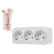 Розетка 3-ая (открытая, с/з) белая, Bailly  LEIDEN ELECTRIC 8760908060071