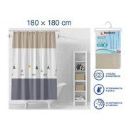 Шторка для ванной (12 колец в комплекте), 180x180 см, Secret, лампы (В комплекте - занавеска - 1 шт....PERFECTO LINEA 36-118101