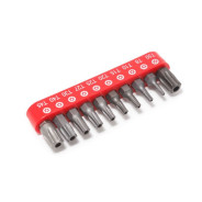 Набор бит TORX с отверстием 10пр. 1/4" (TН 7,8,9,10,15,20,25,27,30,40-25мм),в блистере  ...Forsage F-21022T