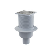 Сливной трап 105х105/50, подводка - прямая, решетка - нержавеющая сталь, гидрозатвор - комбиниров  ...Alcaplast APV32-BL-01