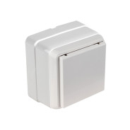 Розетка 1-ая открытая, с заземлением, с крышкой, керамика, белая, BRON,  ...MUTLUSAN 2160 113 0201