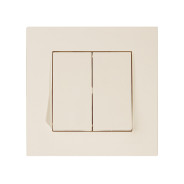 Выключатель двухклавишный скрытой установки, кремовый, 10A, RITA,  ...MUTLUSAN 2220 402 0102