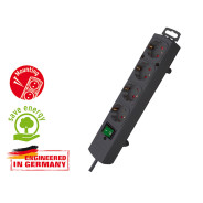 Удлинитель 2м (4 роз., 3.3кВт, с/з, выкл., ПВС) черный  Comfort-Line (провод 3х1.5mm2, сила тока 16А...BRENNENSTUHL 1153100