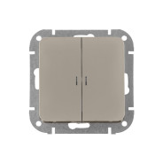 Выключатель 2 клав. (cкрытый, 10А) со световой индикацией песочный, Astrum  ...BYLECTRICA С5 10-3508 песочн