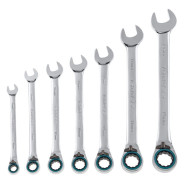 Набор ключей комбинированных с трещоткой, 8 - 19 мм, 7шт., реверсивные, CrV  ...Gross 14892