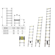 Лестница телескопическая 1-секционная алюминиевая 260см, 9 ступеней, 6.4кг  ...STARTUL ST9734-026