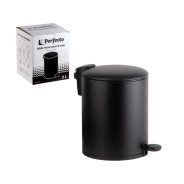 Ведро для мусора с педалью, 5 л, черное, серия Black Onyx, сталь (с микролифтом)  ...PERFECTO LINEA 22-200205