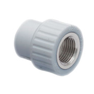 Муфта ПП комбинированная внутренняя резьба 20х3/4", серый  ...РосТурПласт 10934