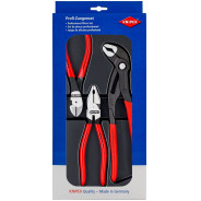 Наборы инструмента, 3 шт,  плоскогубцы 180 мм, бокорезы 160 мм, COBRA® клещи  50 мм, L-250 мм (KNIPE...KNIPEX 002010