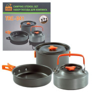 Посуда алюминиевая холодно-штампованная для кемпинга, набор (кастрюля, сковорода, чайник)  ...ISMA ISMA-TRC-041