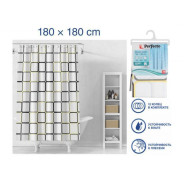 Шторка для ванной (12 колец в комплекте), 180x180 см, Secret, графика (В комплекте - занавеска - 1 ш...PERFECTO LINEA 36-118103