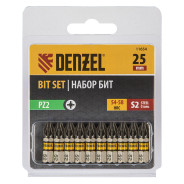 Набор бит PZ2х25, сталь S2, шестигранный профиль, 10 шт.  DENZEL 11654