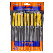 Набор надфилей разнопрофильных 180мм, 10пр.  MEGATOOLS MT-6165