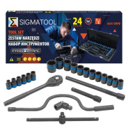 Набор инструментов 24пр. 6гр 1/2" (8-32мм) в металл.кейсе  SIGMATOOL Sigmatool-4245-5MPB