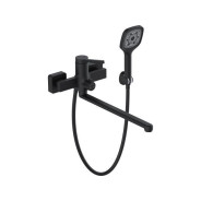 Смеситель для ванны D35, серия 730 черный (Длинный L-излив, длина 323 мм, лейка и шланг в комплекте)...ECONOCE EC0731BL