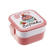 Контейнер для обеда (0.4+0.4л) - капкейки  IDEA М1232