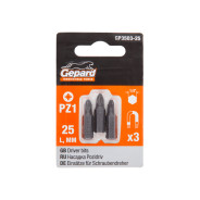 Насадка крестообразная PZ1 25mm 3шт (бита Pozidrive сталь S2 магнитная)  ...GEPARD GP3503-25