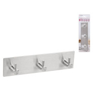 Планка самоклеящаяся 3 крючка PEGASUS, нержавеющая сталь, блистер  ...PERFECTO LINEA 35-006001