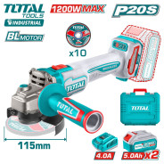 Углошлифмашина, 20В, 2АКБ 5,0 А/ч,   TAGLI221TOTAL TAGLI2211532