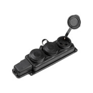 Розетка 3-ая переносная, с заземлением, 16А, 250В, брызгозащита, каучук, черная, РП16-334,  ...ЮПИТЕР JP7601-03