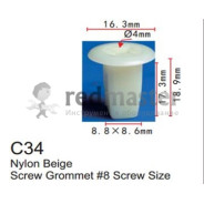 Клипса для крепления внутренней обшивки а/м Ниссан пластиковая (100шт/уп.)  ...Forsage C0034(Nissan)