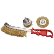 Набор щеток для дрели, 3 шт., 1 Плоская 65 мм, 1 Чашка 50 мм, со шпильками, ручная мет.  ...Matrix 74484