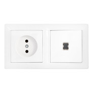 Блок белый выключатель одноклавишный + розетка скрытой установки, со световой индикацией,  ...BYLECTRICA В-РЦ-697