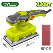 Виброшлифмашина, 220 В, 320 Вт, 14000 об/мин, подошва 180x90 мм,   DYLLU DTFA2503