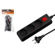 Удлинитель 3м (3 роз., 2.2кВт, б/з, выкл, ПВС 2х0.75) черный  ЮПИТЕР JP8103-21