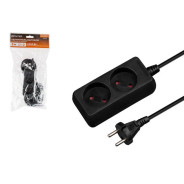 Удлинитель 3м (2 роз., 2.2кВт, б/з, ПВС 2х0.75) черный  ЮПИТЕР JP8101-29