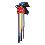 Ключи шестигранные с шариком 1,5-10мм удлиненные разноцветные (набор 9шт.) CrV  ...H-D HD-05635