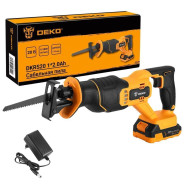 Пила сабельная аккумуляторная , 20В, 1АКБ 2,0 А/ч, ход 20мм, DEKO DKRS20 ...Deko 063-4206