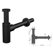 Сифон для умывальника D32 DESIGN, цельнометаллический, черный мат  ...Alcaplast A400BLACK
