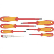 Набор отверток диэлектр. до 1000 В + тестер, 7 пред., PH + SL, CrMo, 2к рукоятка  ...Matrix 13355