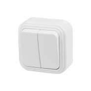 Выключатель 2 клавишный, открытый, до 6А, белый, Стандарт, VA56-232-Б,  ...ЮПИТЕР JP7410-02