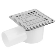 Сливной трап горизонтальный D50 с сухим затвором, с рамкой, решетка нерж. 100х100 мм.  ...AV Engineering AVE5010103