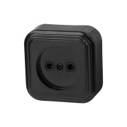 Розетка 1-ая открытая, без заземления, черная, Стандарт, RA16-131-Ч,  ...ЮПИТЕР JP7412-04