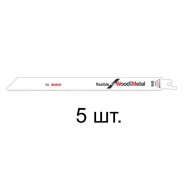 Пилка сабельная по дереву с гвоздями S1122HF (5 шт.) (пропил прямой, тонкий, для подгоночных пропило...BOSCH 2608656021