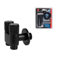 Кран вентильный угловой 1/2" нар. Х 1/2" нар. Х 1/2" нар. установочный черный (Нерж. ...AV Engineering AVE258002
