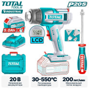 Фен строительный (термовоздуходувка), 20В, 1АКБ 5,0 А/ч,   TOTAL TBLI20035