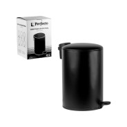 Ведро для мусора с педалью, 12 л, черное, серия Black Onyx, сталь (с микролифтом)  ...PERFECTO LINEA 22-200212