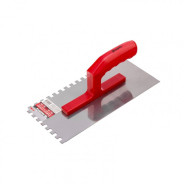 Гладилка стальная, 280 х 130 mm, зеркальная полировка, пластмас. ручка, зуб 10 х 10 mm Matrix ...Sparta 86779