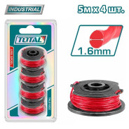 Шпуля с леской 1,6мм x 5 м для триммера   (4 шт.)TOTAL TALS1602